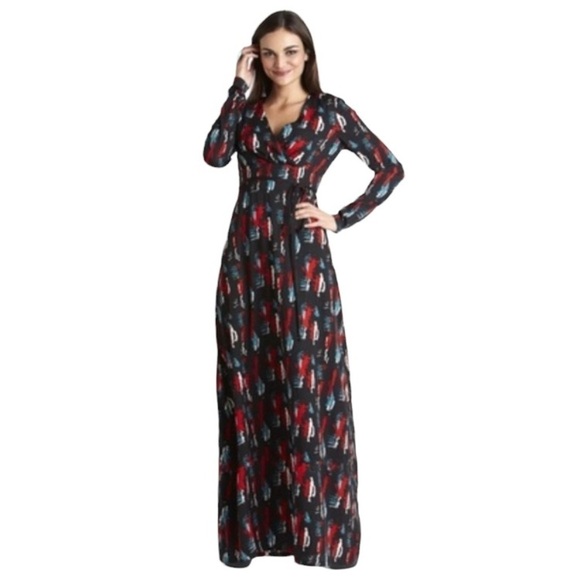 W118 by Walter Baker Dresses & Skirts - W118 by Walter Baker Black Raquel Patterned Maxi Dress Sz M